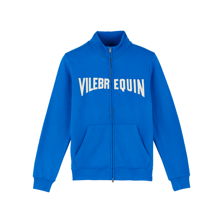 Vilebrequin Men Cotton Full Zip Sweatshirt Stitched Logo - Roux - Blue - Size XXXL