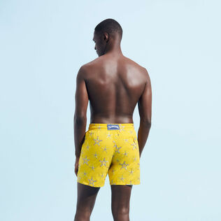 Men Swim Trunks Embroidered Starfish Dance - Limited Edition Sunflower back worn view