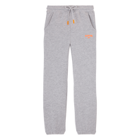 Pantalon jogging en coton garçon logo imprimé Gris chine vue de face
