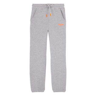 Pantalon jogging en coton garçon logo imprimé Gris chine vue de face