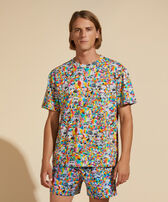 Camiseta de algodón orgánico con estampado Animals para hombre - Vilebrequin x Okuda San Miguel Multicolores vista frontal desgastada