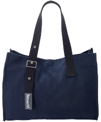 Big Cotton Beach Bag Solid Navy front view
