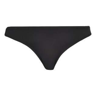 Braguita de bikini de talle medio de color liso para mujer Negro vista frontal