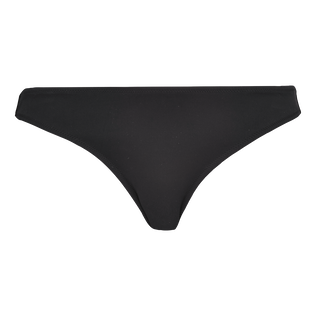 Women Bikini Bottom Midi Brief Solid Black front view