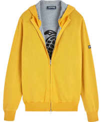Men Others Solid - Men Full Zip Cotton Cashmere Cardigan, Buttercup yellow front view