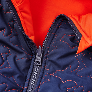Boys Quilted Reversible Jacket Turtles Tomato details view 1