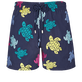Pantaloncini mare uomo ricamati Ronde Tortues Multicolores - Edizione limitata Blu marine vista frontale