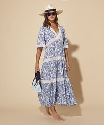 Women  Long Dress Isadora Fish White front worn view