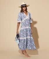 Women  Long Dress Isadora Fish White front worn view