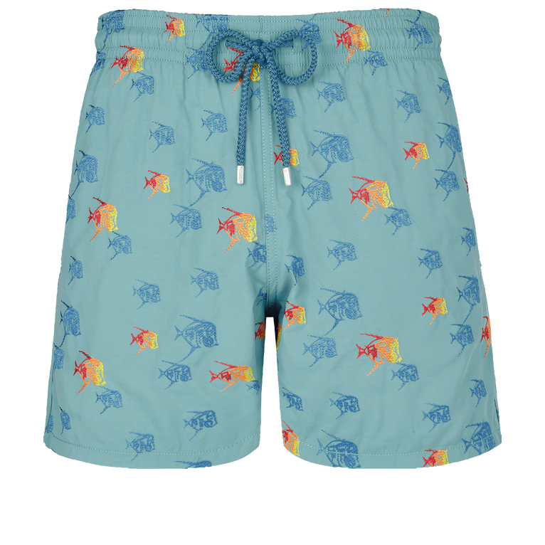 Pantaloncini Mare Uomo Ricamati Piranhas - Edizione Limitata - Costume Da Bagno - Mistral - Blu