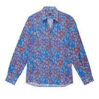 Camisa ligera en gasa de algodón con estampado Carapaces Multicolores unisex Mar azul vista frontal