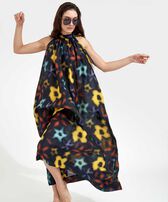 Vestido de seda con diseño Blurred para mujer Azul marino vista frontal desgastada
