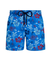 Men Swim Shorts Embroidered Tropical Turtles - Limited Edition Neon blue 正面图