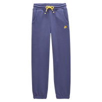 Pantalon jogging en coton garçon uni Bleu marine vue de face