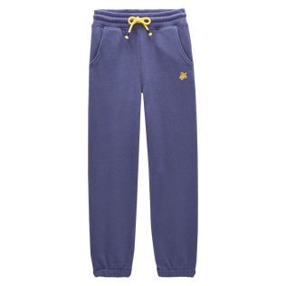 Boys Cotton Jogger Pants Solid Navy front view