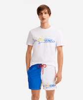 男士棉质鲨鱼刺绣T恤 Vilebrequin x JCC+ 合作款 - 限量版 White 正面穿戴视图