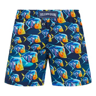 男童 Piranhas 弹力游泳短裤 Navy 后视图