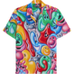 Men Linen Bowling Shirt Faces In Places - Vilebrequin x Kenny Scharf Multicolor front view