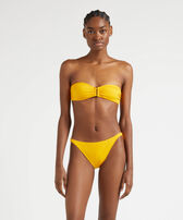 Women Ring Bandeau Bikini Top Solid Mango front worn view