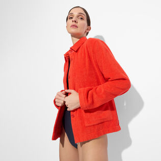 Women Terry Jacket - Vilebrequin x Ines de la Fressange Poppy red details view 2