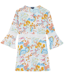 Women Short Dress Peaceful Trees White front view