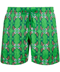 Men Swim Trunks Embroidered Sweet Fishes - Limited Edition Grass green front view