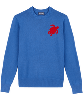 Maglione girocollo uomo in cotone e cashmere Turtle Blu mare vista frontale