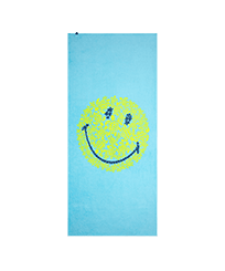 Toalla de playa con estampado Turtles Smiley - Vilebrequin x Smiley® Lazulii blue vista frontal