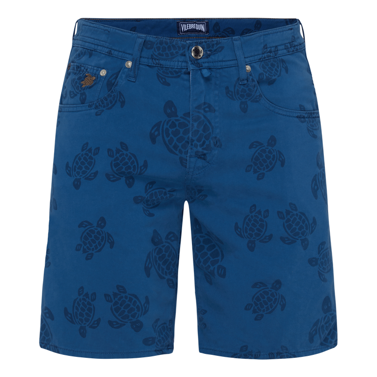Men 5-pockets Bermuda Shorts Resin Print Ronde Des Tortues - Garonne - Blue - Size 32 - Vilebrequin