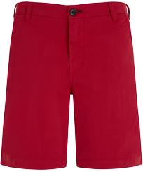 Men Cotton Bermuda Shorts Solid Burgundy front view