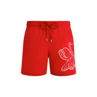 Pantaloncini mare uomo corti elasticizzati Placed Poulpe Papavero vista frontale