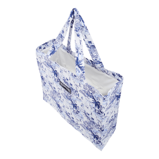 Unisex Linen Beach Bag Riviera Ink details view 1