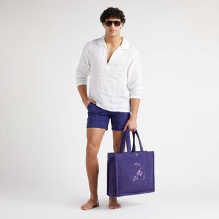 Men Swim Trunks Embroidered Micro Ronde des Tortues Diagonale - Limited Edition Midnight details view 1
