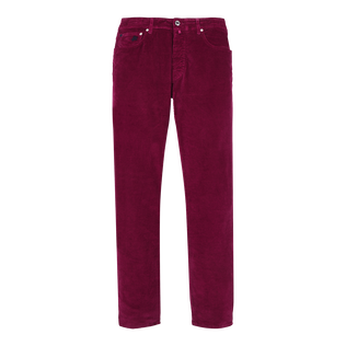 Men 5-Pockets Corduroy Pants 1500 lines Crimson purple front view