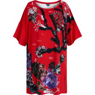 Vestido largo de viscosa con estampado Spring Flower para mujer - Vilebrequin x Patrizia Gucci Amapola vista frontal