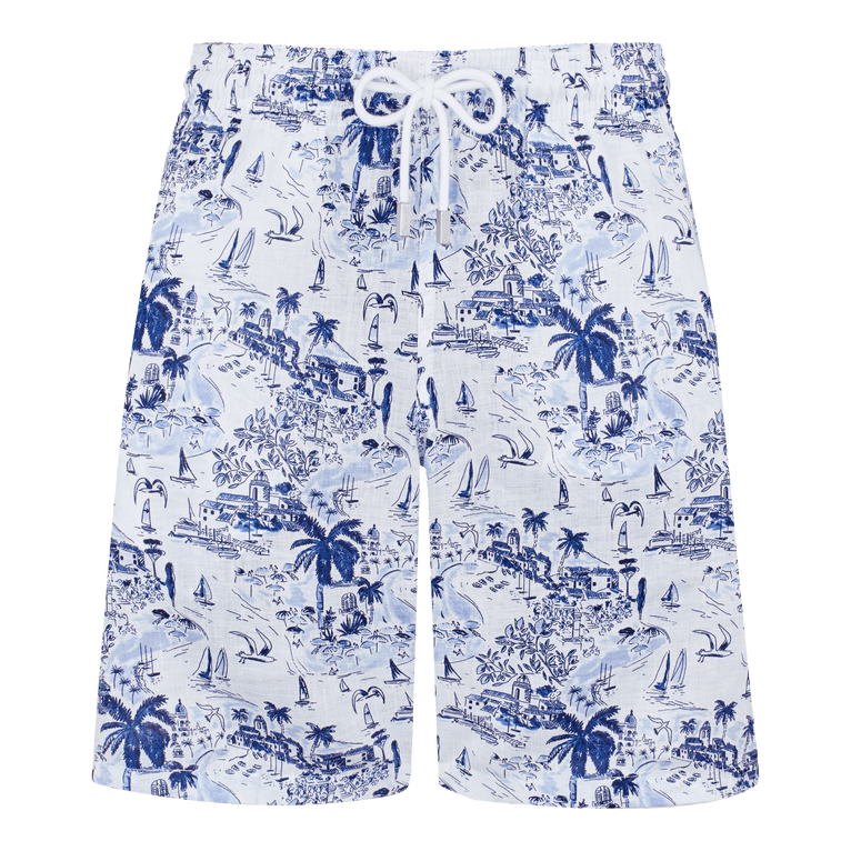 Bermuda En Lin Homme Riviera - Bolide - Bleu