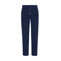 Einfarbige Leinenhose für Herren Marineblau Vorderansicht