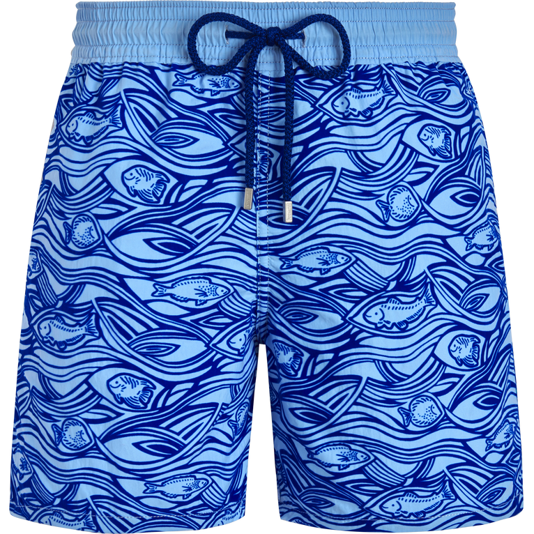 Beflockte Aquarium Badeshorts Für Herren - Moorea - Blau