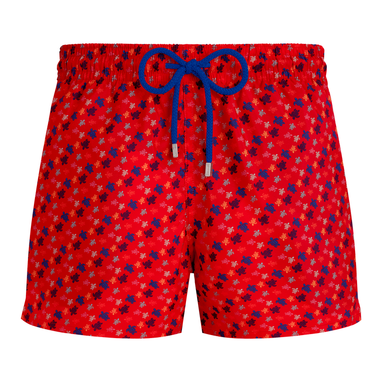 Vilebrequin Men Short Swim Shorts Micro Ronde Des Tortues Rainbow - Manta - Red - Size L