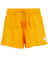 Pantalón corto de color liso con textura para niños Sunflower vista frontal