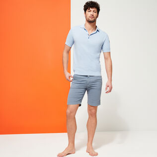 Men Cotton Bermuda Shorts Micro Flower Grey metal details view 1