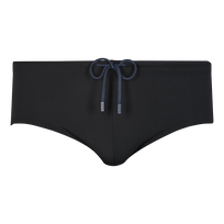 Bañador slip ajustado de color liso para hombre Negro vista frontal