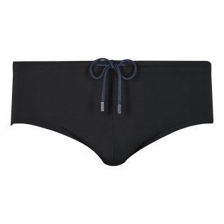 Bañador slip ajustado de color liso para hombre Negro vista frontal