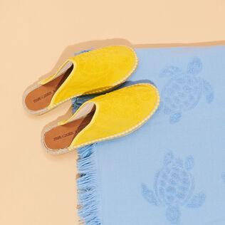 Toalla de playa en algodón orgánico Turtles Jacquard Divine detalles vista 1