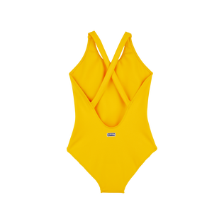 Maillot de bain une pièce fille bretelles croisées uni Mangue vue de dos