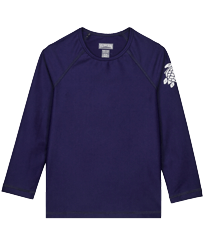 Langärmeliges Rashguards Solid T-Shirt für Kinder Marineblau Vorderansicht