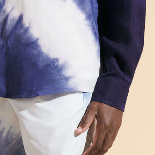 Camisa de lino con estampado Tie & Dye para hombre Earthenware detalles vista 1