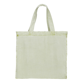 Linen Beach Bag Mineral Dye Lemongrass back view
