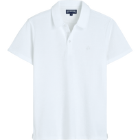 Solid Polohemd aus Jacquard für Herren Weiss Vorderansicht