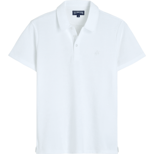 Solid Polohemd aus Jacquard für Herren Weiss Vorderansicht